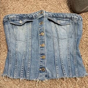 Zara Denim Button-Up Corset Top